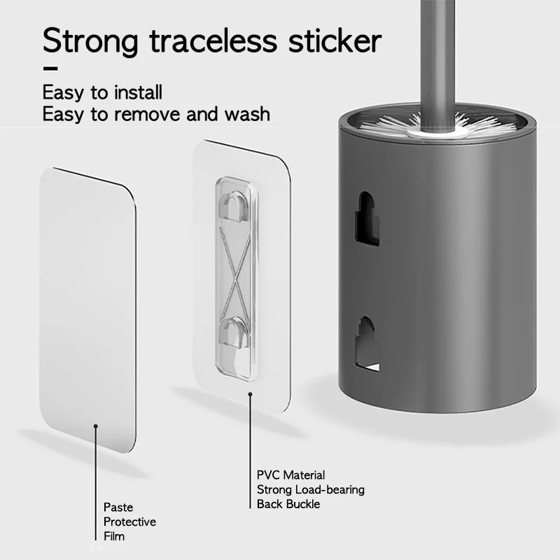 Toilet Brush and Holder, Wall Mounted Toilet Brush Holder No Drill, Aluminium Loo Brush Set, Bathroom Accessories_06