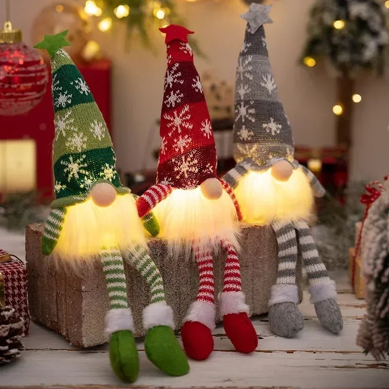 Christmas Gonks with Warm White LED, Christmas Gnomes Plush Battery Operated