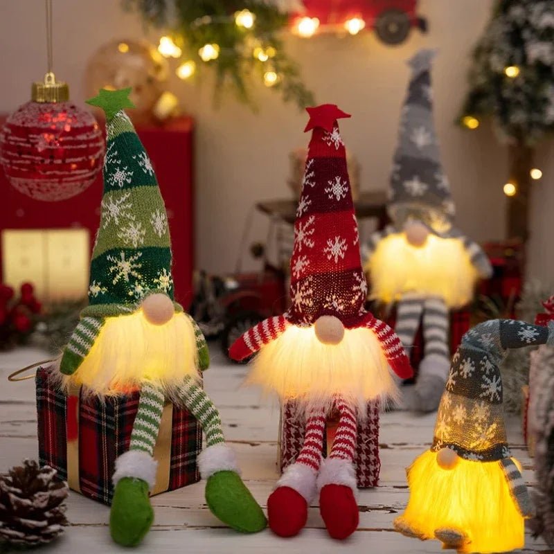 Christmas Gonks with Warm White LED, Light Up Christmas Decorations