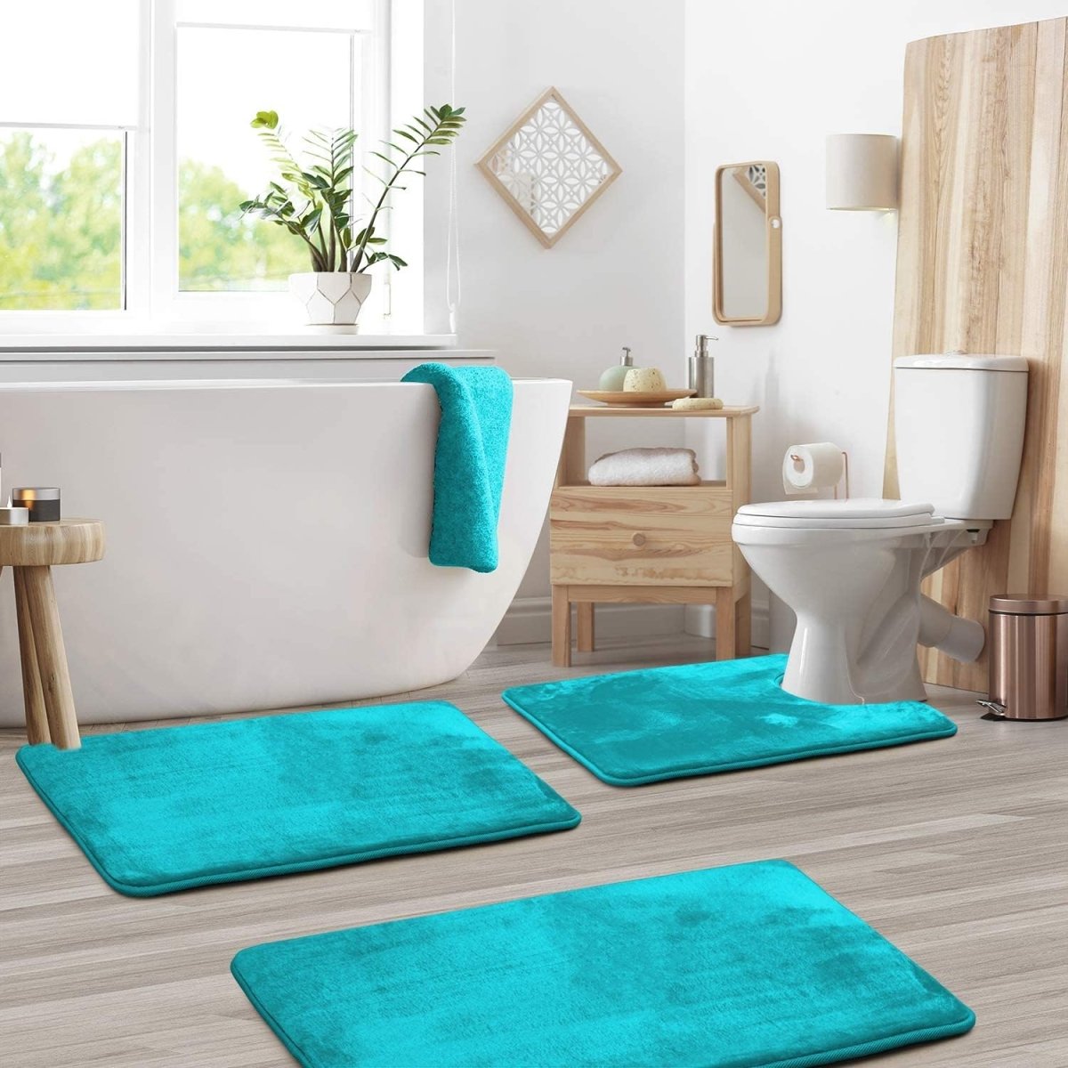 Bath Mats, Memory Foam Bath Mat Set of 3 with Toilet Mat, Non Slip Bathroom Mat Set, Quick Dry Bathroom Accessories_07