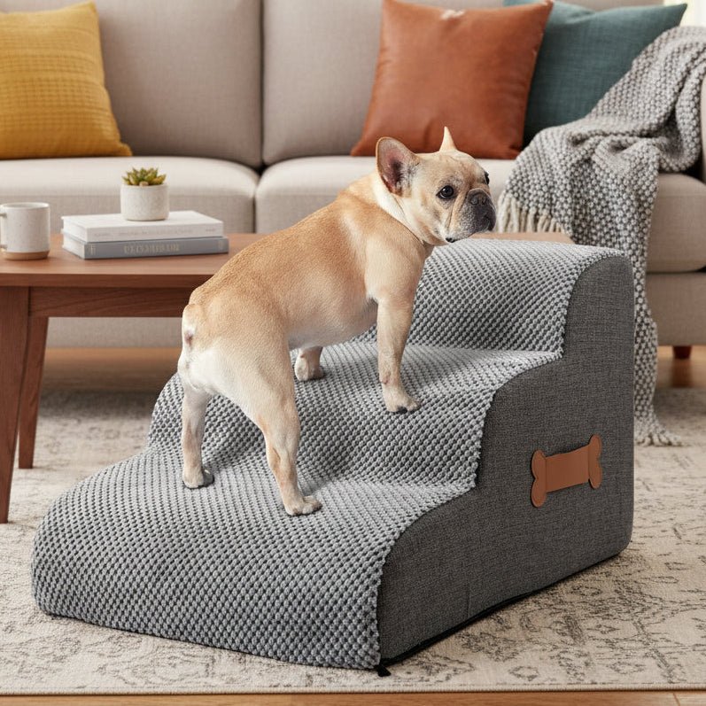 Dog Bed Stairs, Foam Dog Steps for Bed and Sofa, 2 or 3 Step Dog Stairs with Washable Cover, Pet Stairs