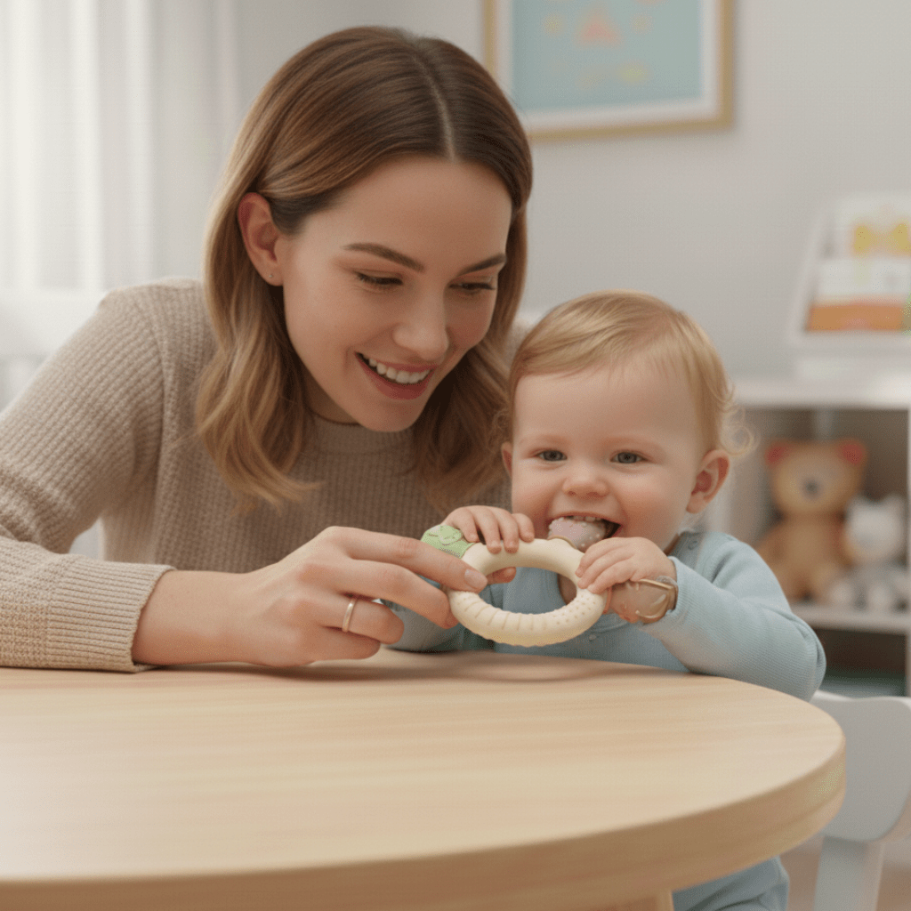 Newborn Teethers, Soft Silicone Teething Rings for Babies 0 to 12 Months