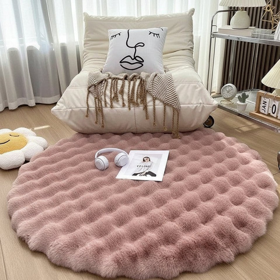 Round Washable Rug, Fluffy Round Rug for Bedroom and Nursery, Scandinavian Rug for Living Room_05