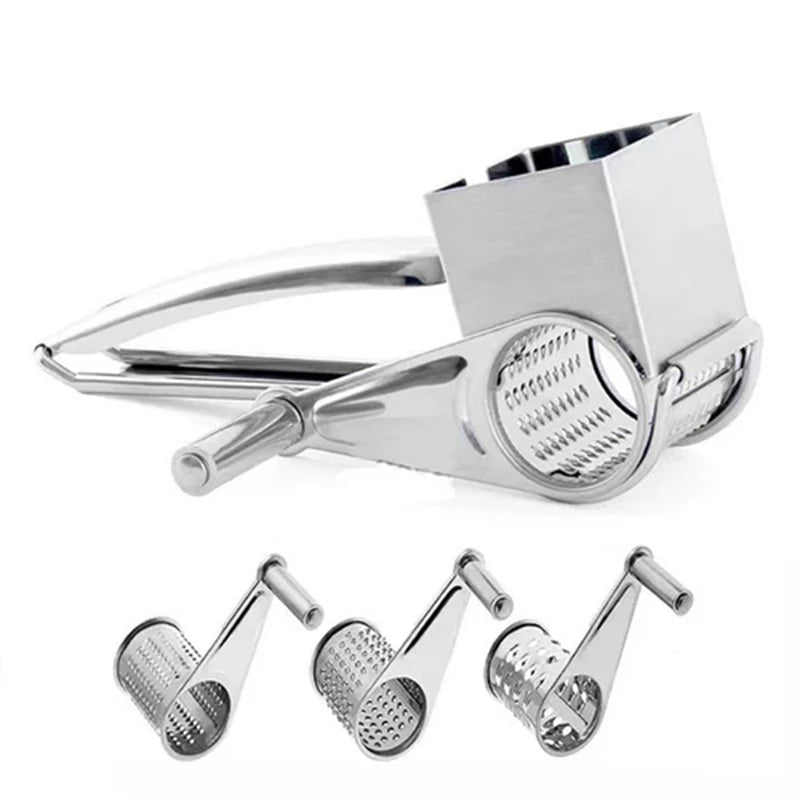 Rotary Cheese Grater, Stainless Steel Parmesan Grater with Interchangeable Drums, Vegetable Shredder for Nuts_10
