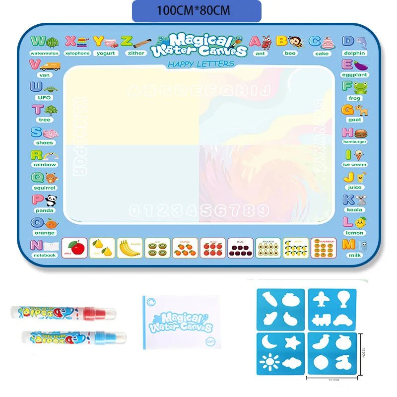 Water Doodle Mat 100 x 80 cm, Water Painting Mat with Magic Pen, Mess Free Colouring Mat, Toys for 3 Year Olds_09
