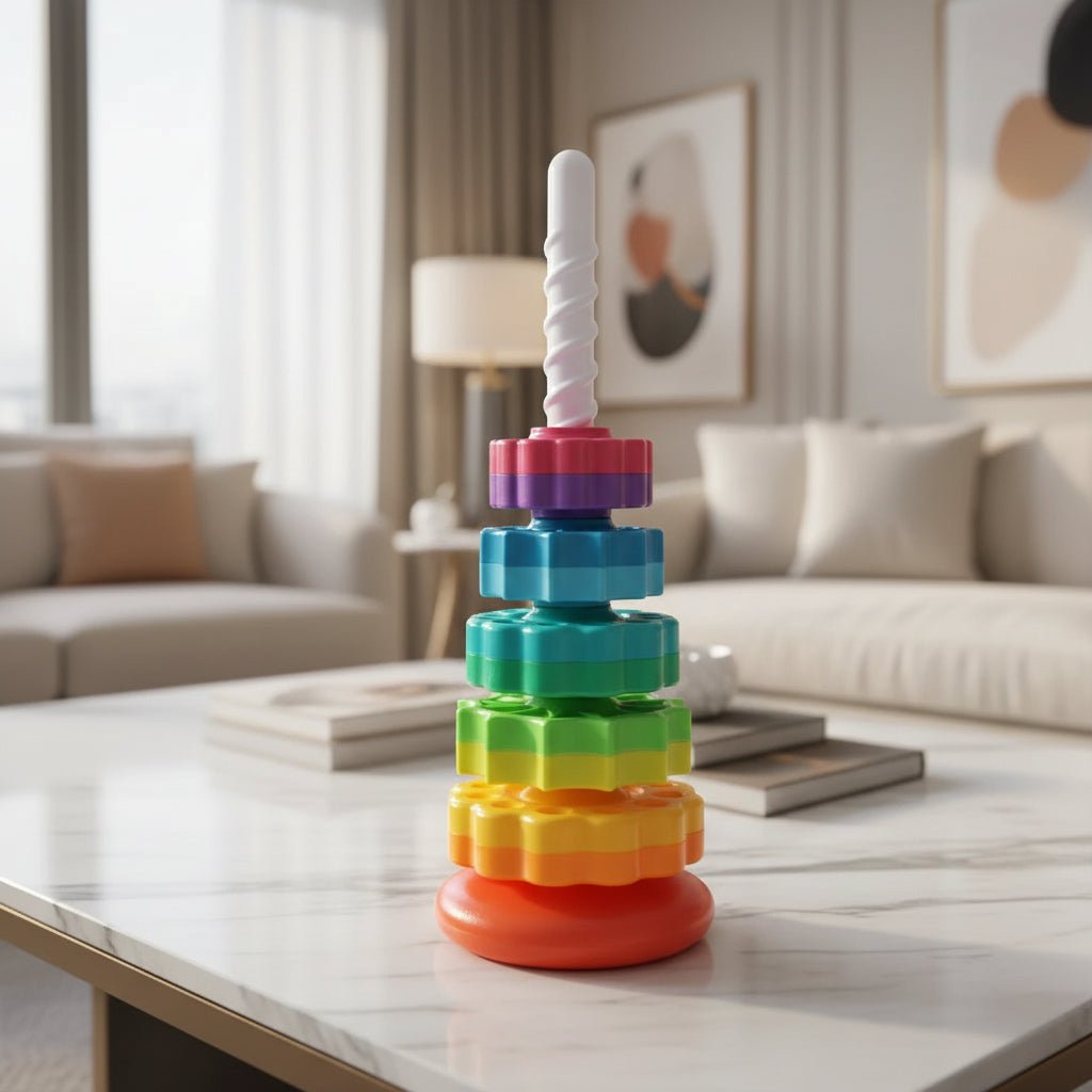 Montessori Toys for 1 Year Old, Rainbow Stacking Rings, Stacking Toy with Wobble Base, Toddler Toys, First Birthday Gift
