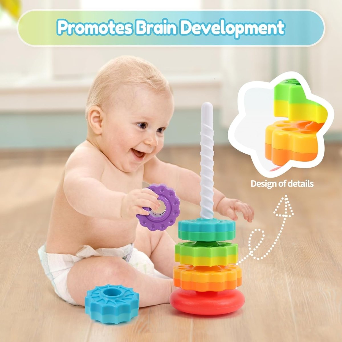 Montessori Toys for 1 Year Old, Rainbow Stacking Rings