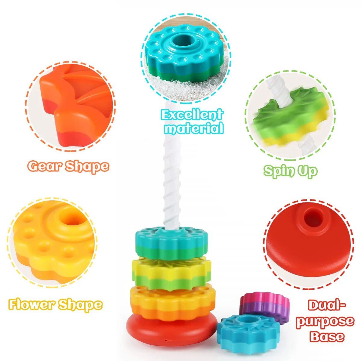 Montessori Toys for 1 Year Old, Rainbow Stacking Rings – image 5