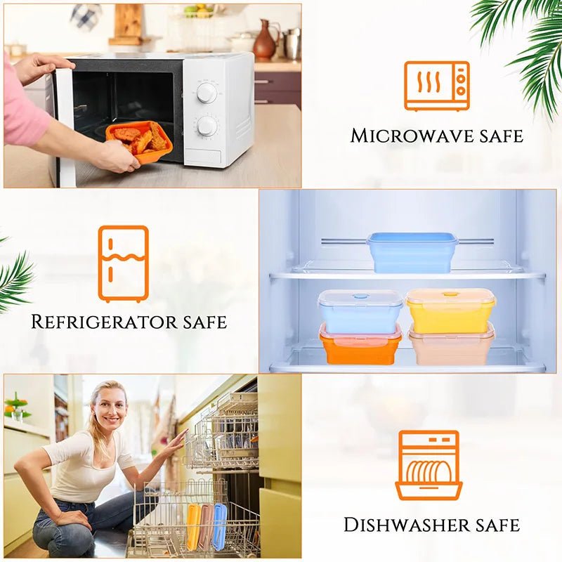Collapsible Food Storage Containers, Silicone Food Containers with Lids
