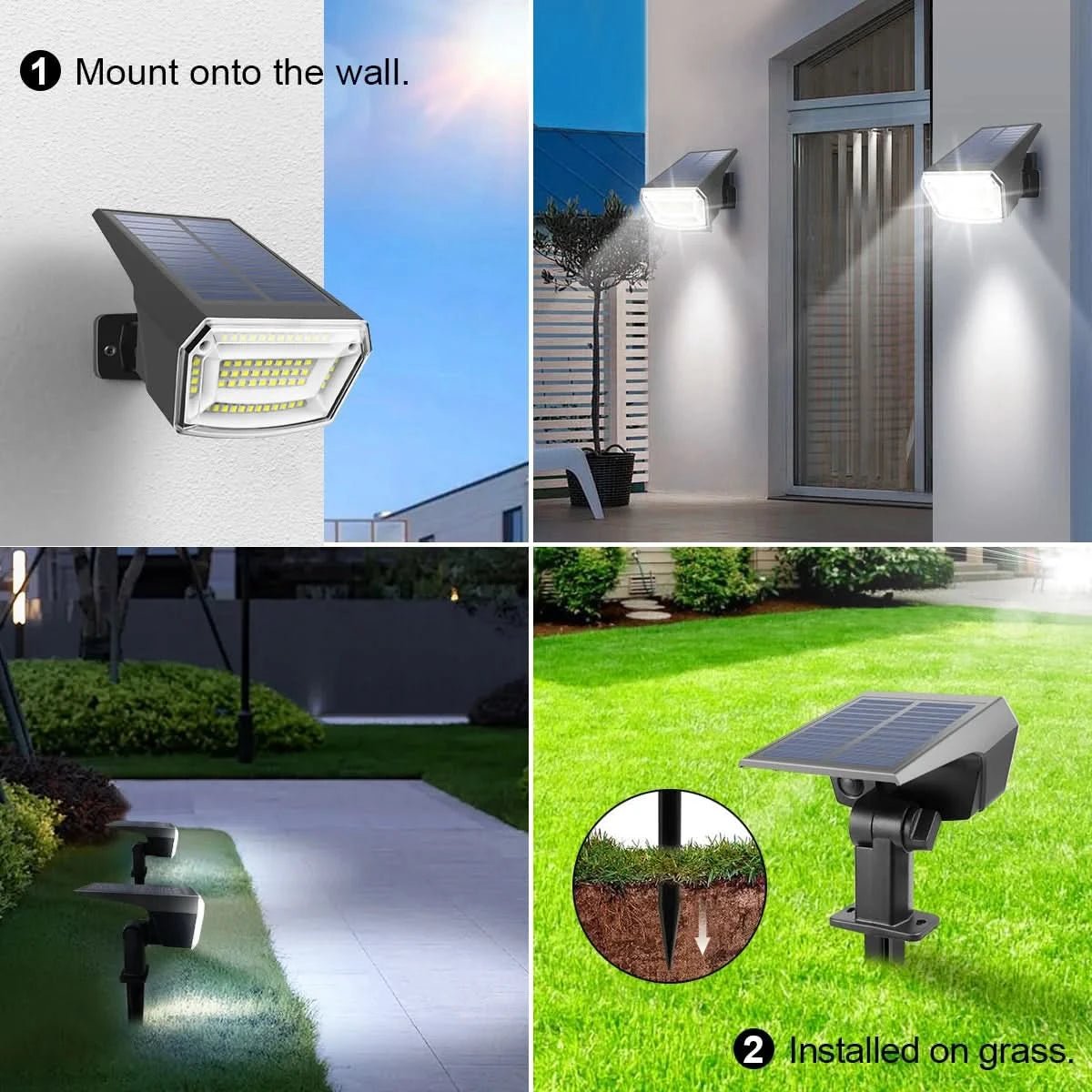 Solar Lights Outdoor with 59 LED Floodlight for Ground Spike or Wall – image 7