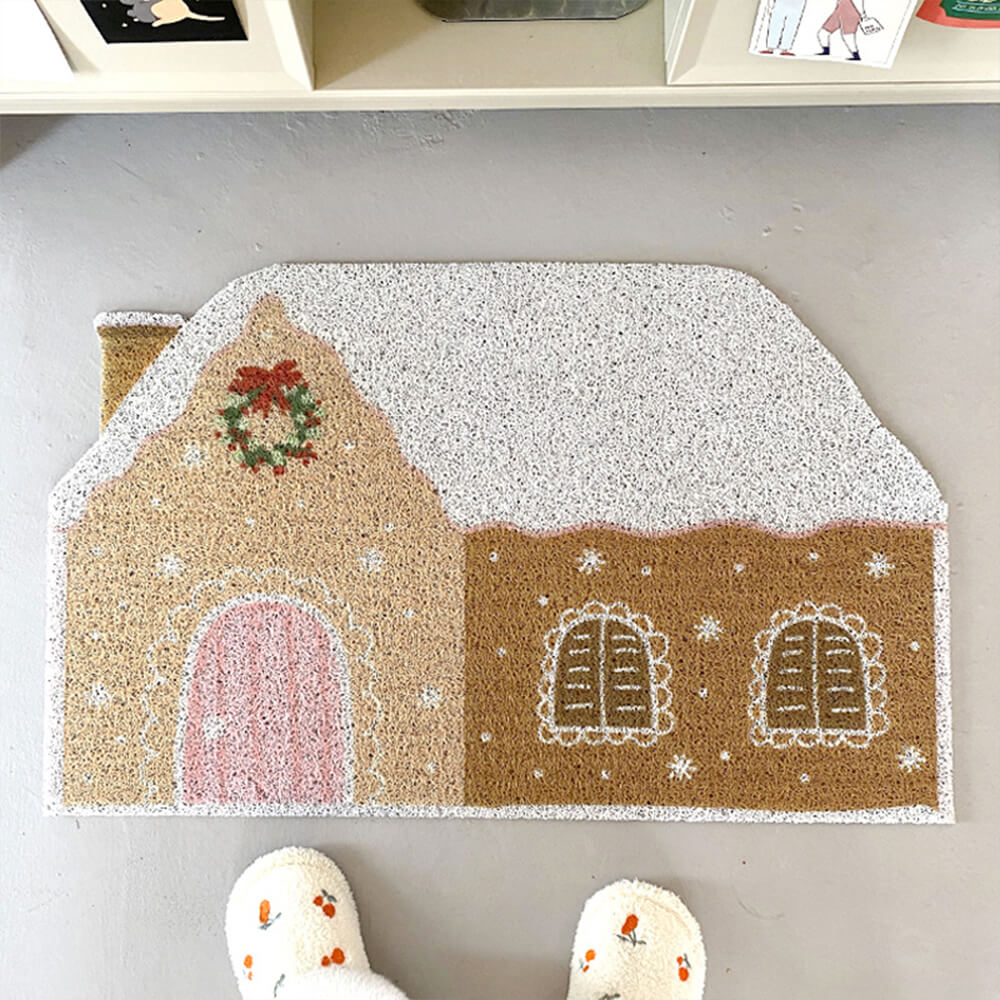 Washable Rug Non Slip, Gingerbread Christmas Rug in Cream or Cinnamon, Small Kitchen Rug for Christmas Decor_00