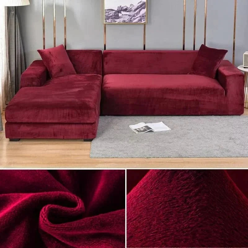 Sofa Covers 1 to 3 Seater, Stretch Velvet Sofa Slipcover with Non Slip Hold – image 19