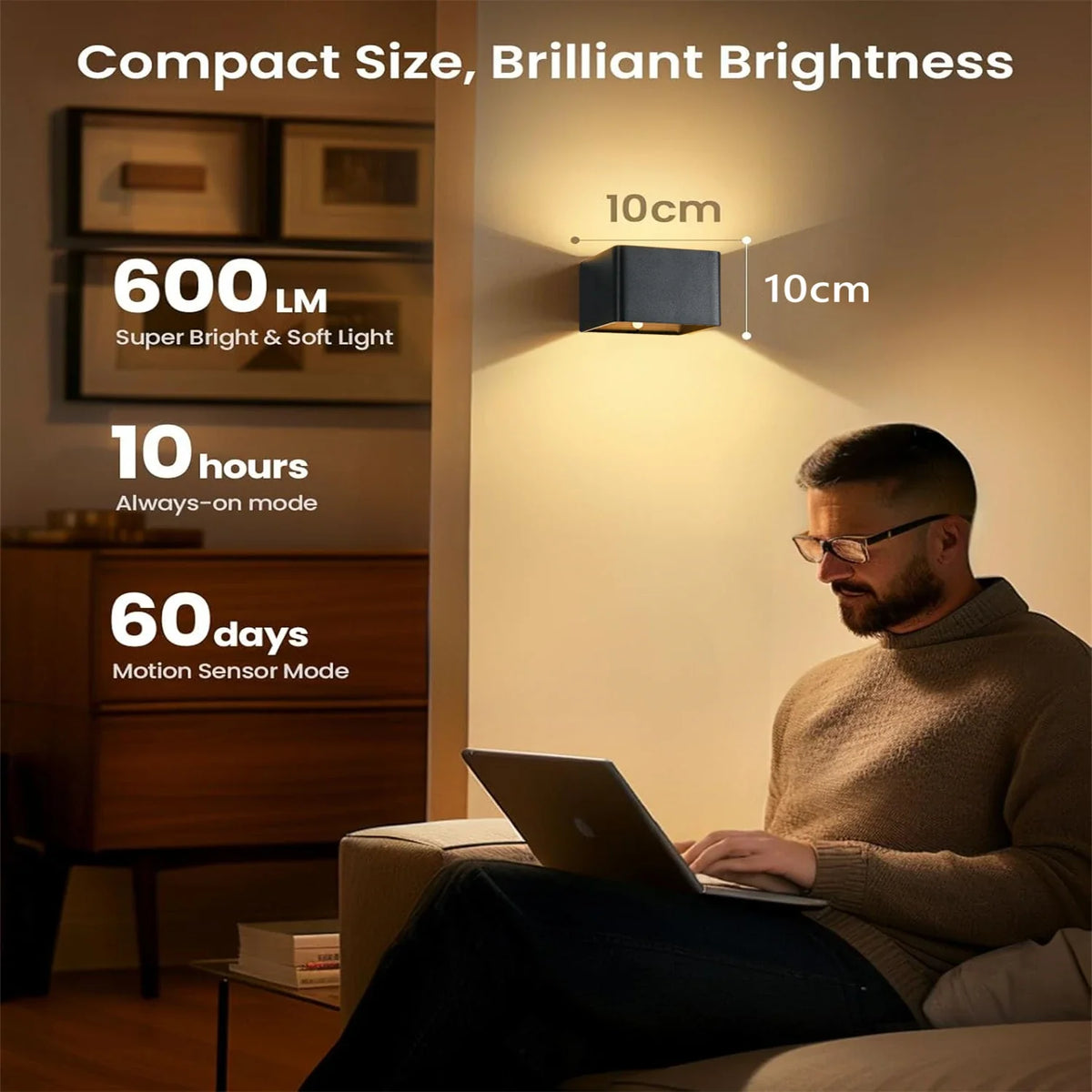 Rechargeable Wall Lights with Motion Sensor, Battery Operated Wall Light – image 4