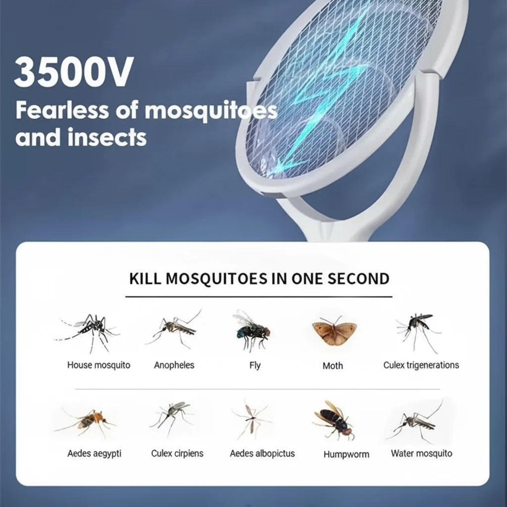 Electric Fly Swatter, Rechargeable Bug Zapper Racket with LED Lamp, Fly Zapper, Fly Killer for Indoor and Outdoor_07