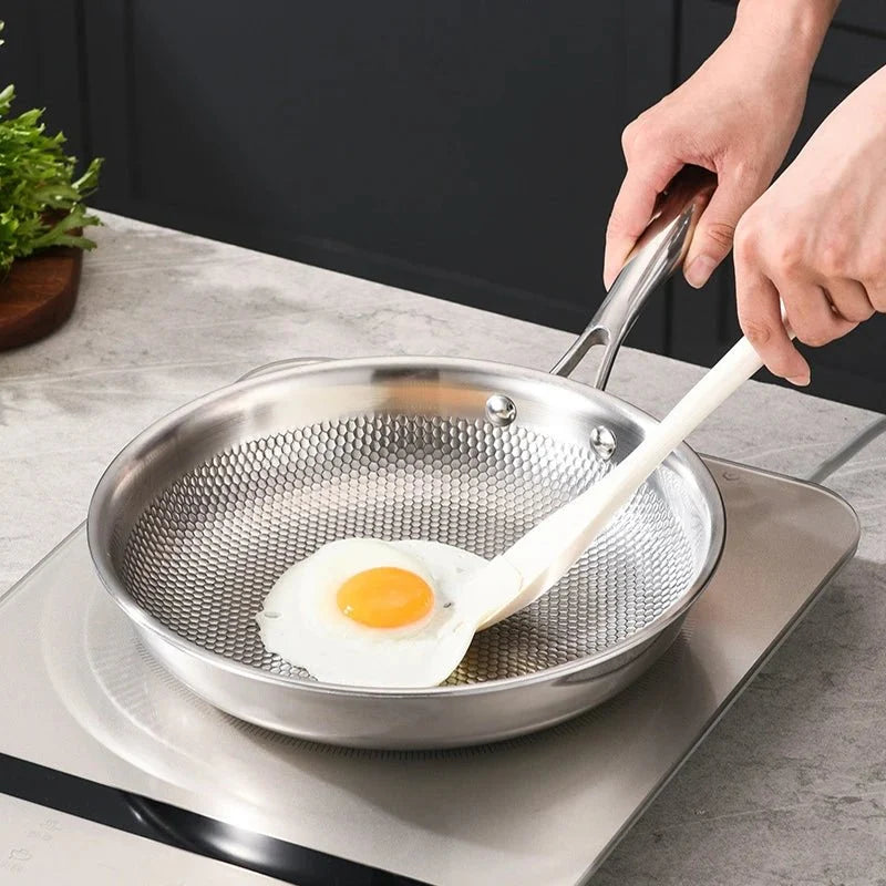 Stainless Steel Wok for Induction Hob, Uncoated Stainless Steel Pan