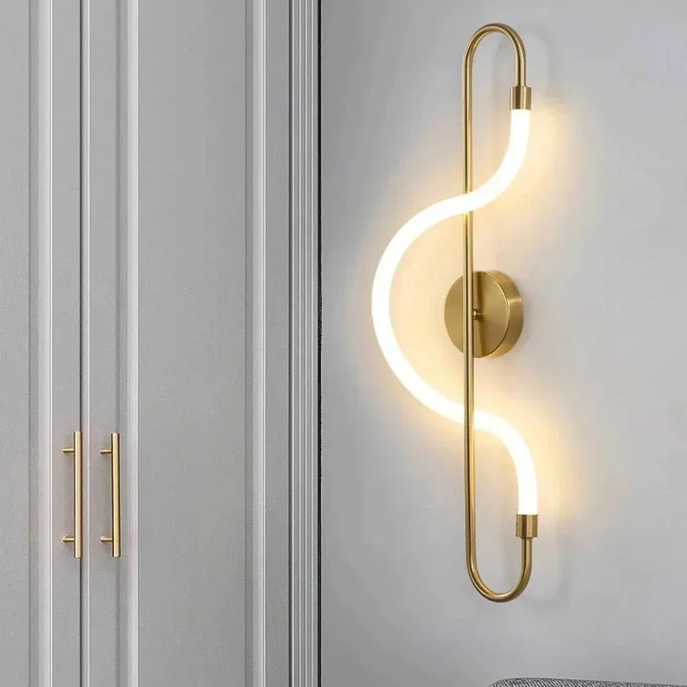 LED Wall Light Gold, Modern Wall Light for Living Room, Aluminium Wall Lighting for Bedroom and Hallway, 110 cm_05
