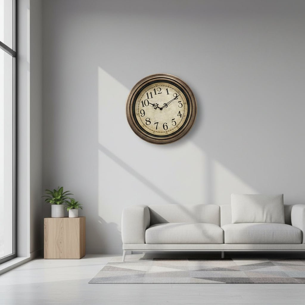 Silent Wall Clock, Modern Metal Wall Clock 30 cm with Glass Cover, Wall Clock for Living Room and Bedroom