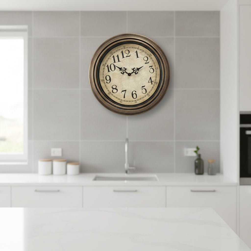 Silent Wall Clock, Modern Metal Wall Clock 30 cm with Glass Cover