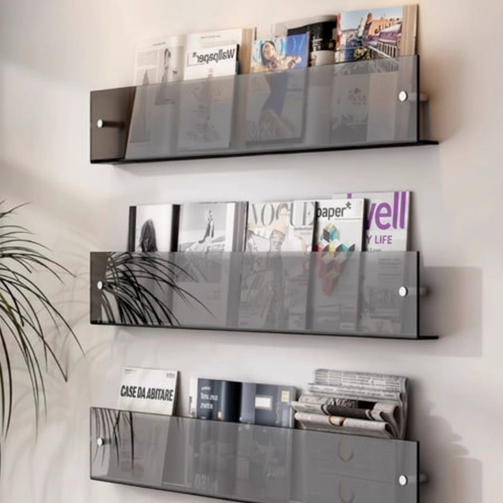 Wall Magazine Holder, Minimalist Acrylic Magazine Rack Wall Mounted for Living Room and Office Organisation_00