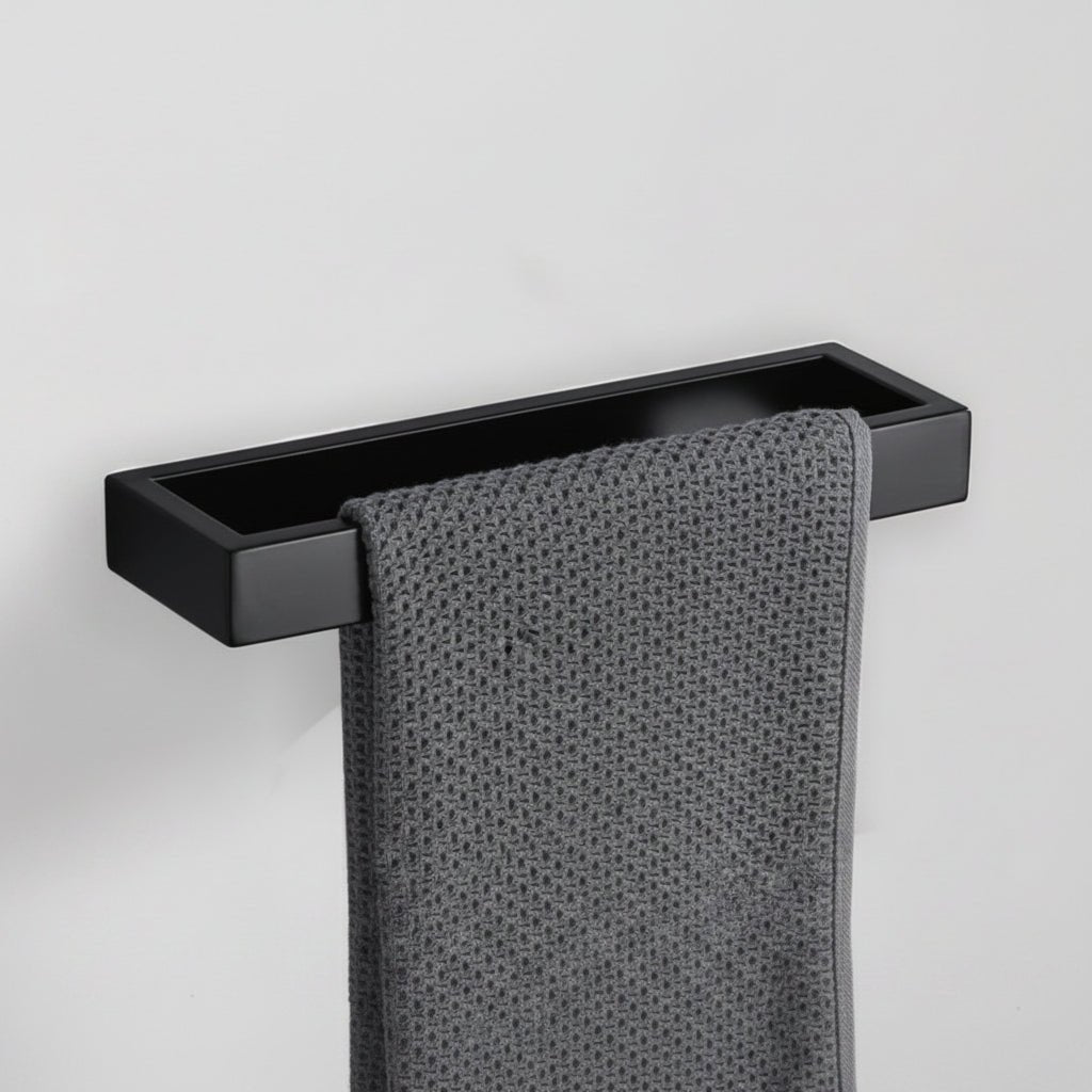 Black Towel Rail Wall Mounted, Steel Towel Holder for Bathroom Storage, Kitchen Towel Rack, Bathroom Accessories_00