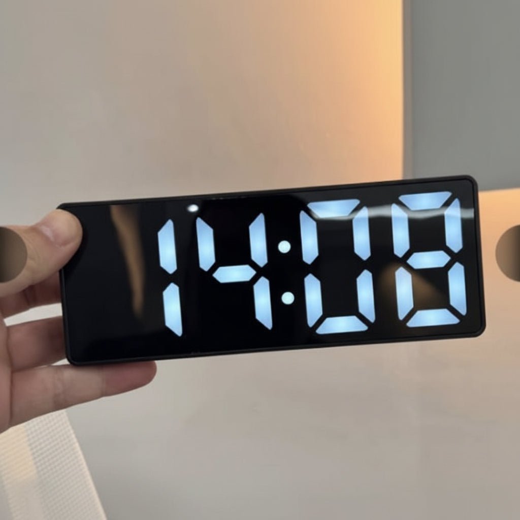Digital Alarm Clock with Temperature Display, LED Alarm Clock with 12/24 Hour Format
