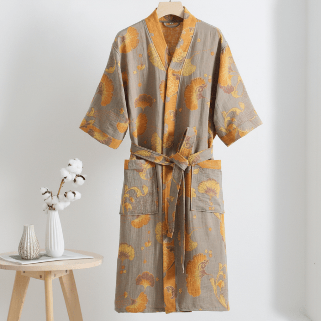 Lightweight Dressing Gown, Summer Dressing Gown in Organic Cotton, Kimono Dressing Gown, Kimono Robe for Home and Spa_05