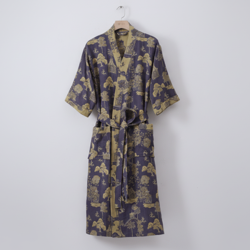 Lightweight Dressing Gown, Summer Dressing Gown in Organic Cotton, Kimono Dressing Gown, Kimono Robe for Home and Spa_08
