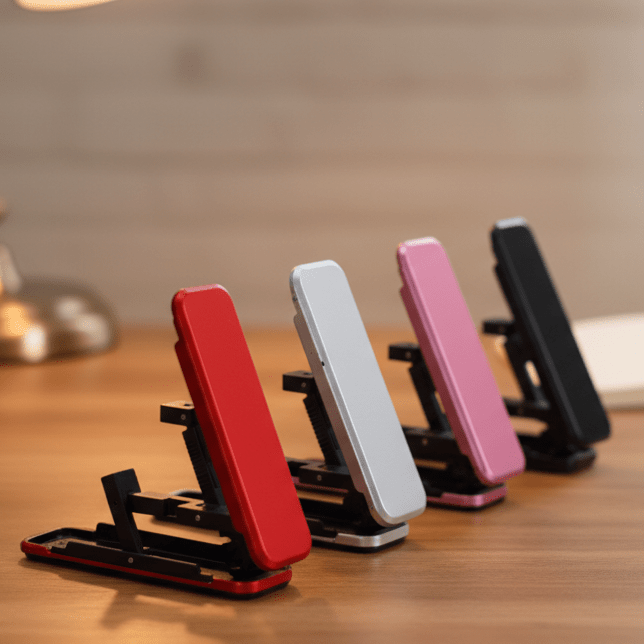 Phone Holder for Desk, Mini Phone Stand in Carbon Steel, Mobile Phone Holder and Desk Accessories for Bedside