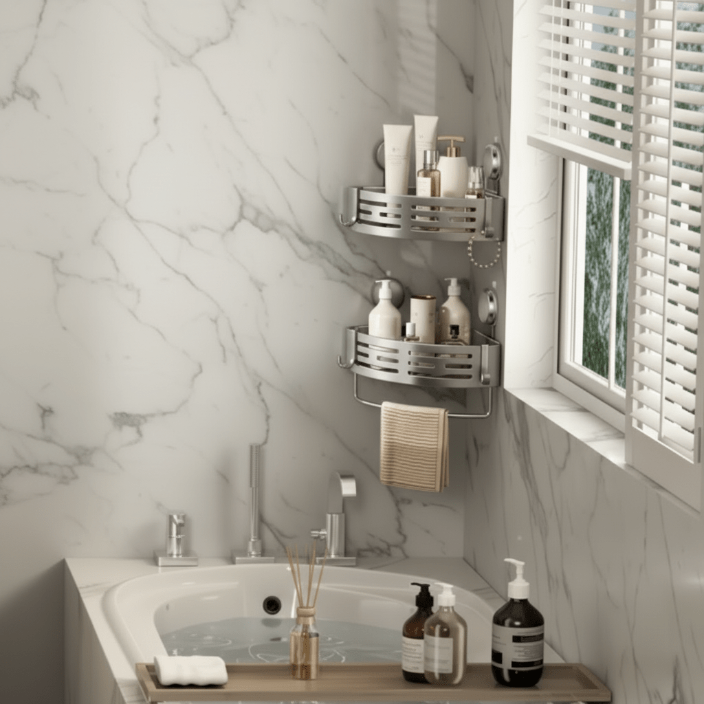 Wall Mounted Corner Shelf, Plastic Wall Shelf for Kitchen and Living Room