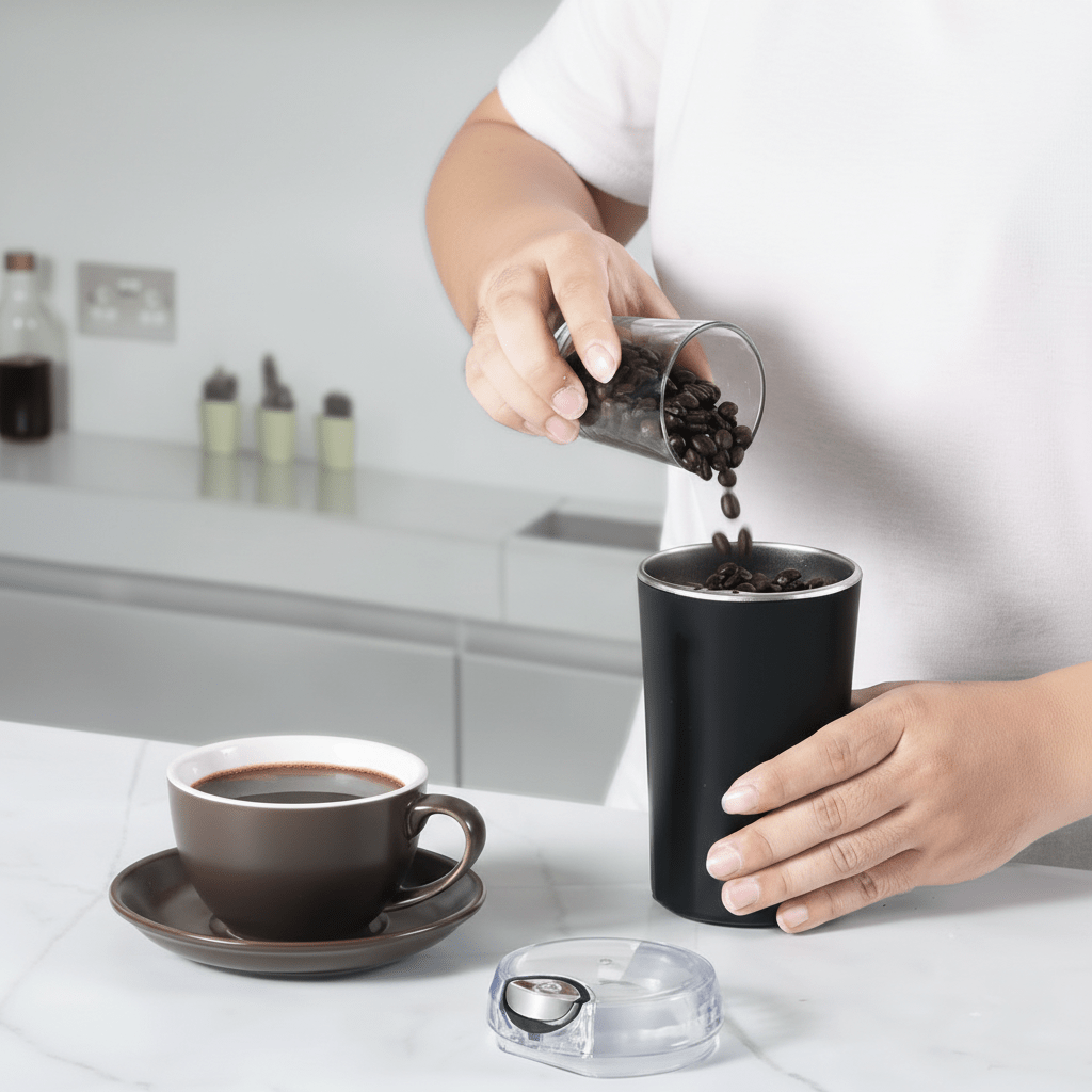Electric Coffee Grinder Machine, Mini Coffee Bean Grinder and Spice Grinder in Stainless Steel for Dry Ingredients