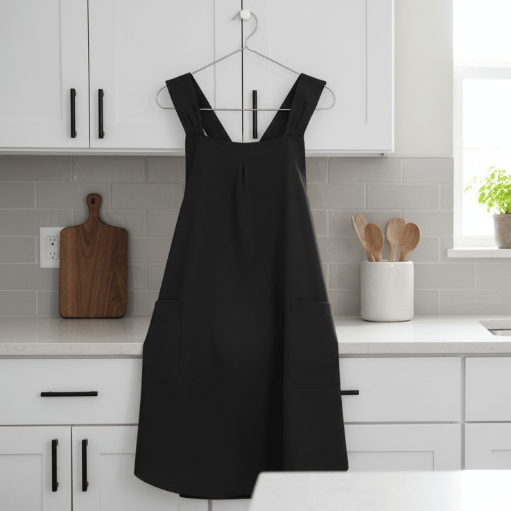 Womens Apron, Cross Back Apron with Pockets, Pinafore Apron Dress, Artist Smock for Baking and Gardening, Pinny_00