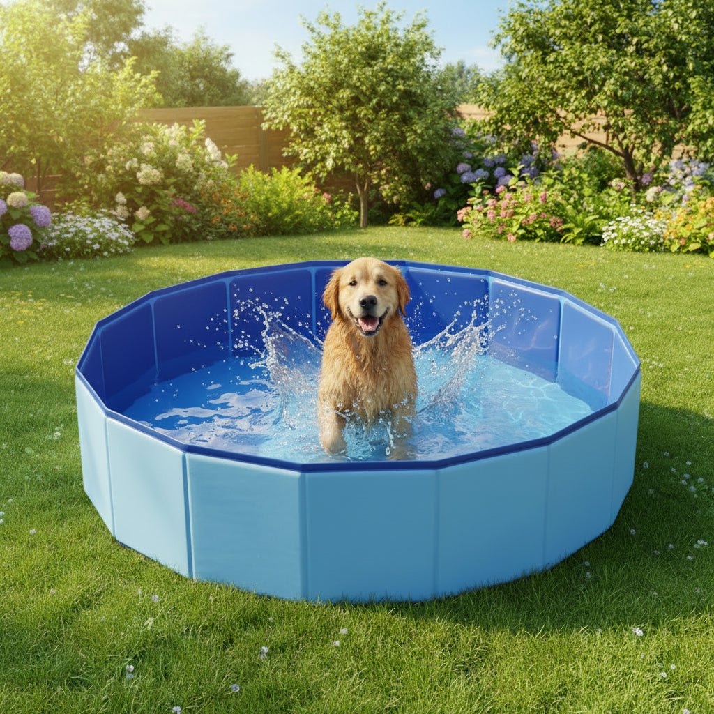 Foldable Dog Pool, Dog Paddling Pool Without Inflation, PVC Doggy Pool for Hot Summer Days, 80 x 20 cm