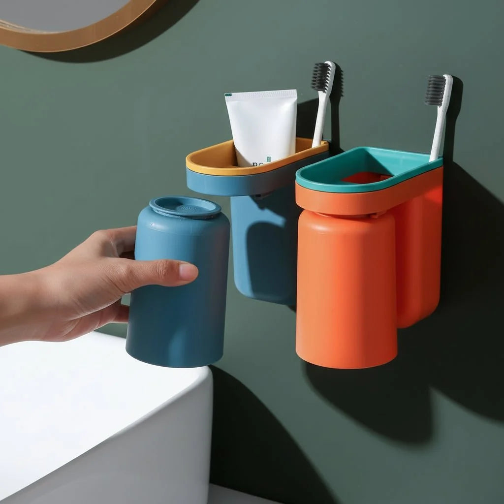 Wall Mounted Toothbrush Holder, No Drill Toothbrush Holders for Bathroom Storage, Space Saving Bathroom Accessories_03