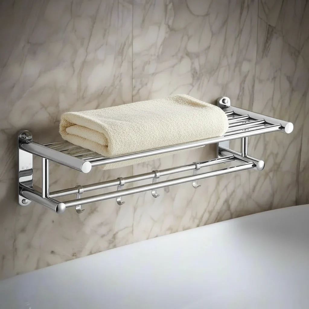 Towel Rails 40 or 50 cm, Bathroom Towel Rail in Brushed Stainless Steel, Wall Mounted Kitchen Towel Holder for Guest WC_01