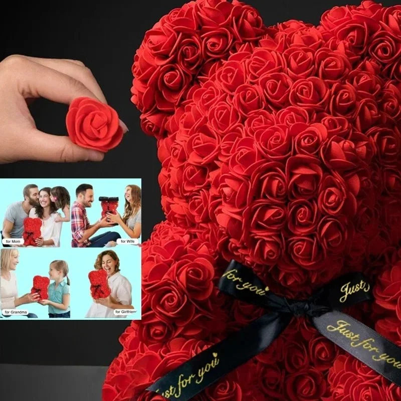 Rose Teddy Bear, Eternal Rose Bear 25 cm, Mothers Day Gift, Valentines Gifts, Anniversary Gift for Birthday and Wedding_04