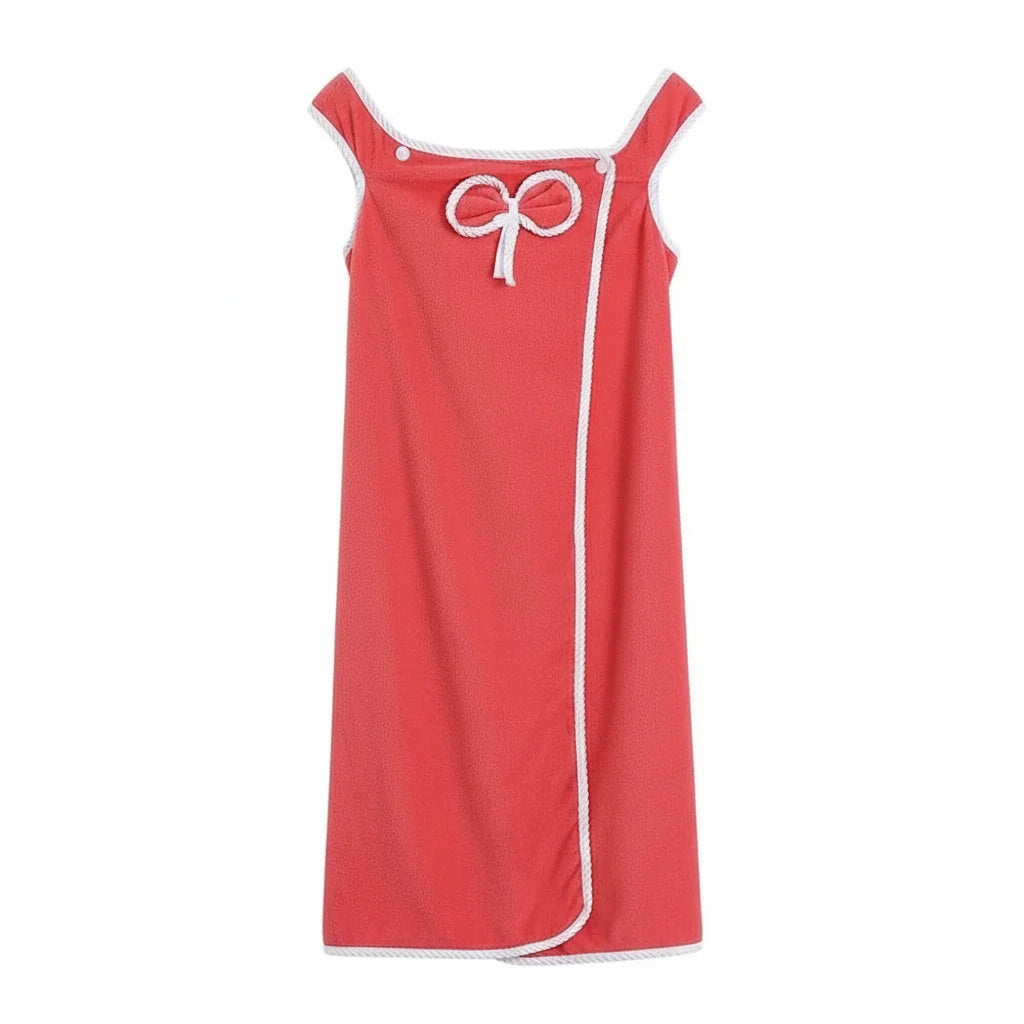 Womens Bathrobe in Coral Fleece, Ladies Dressing Gown with Snap Closure, Womens Dressing Gown Off Shoulder, Bath Robe_06