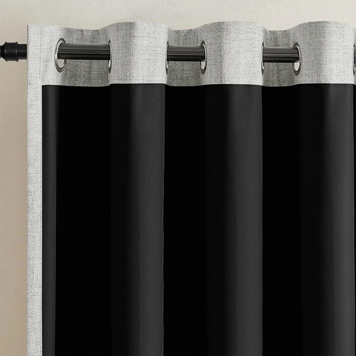 Blackout Curtains Set of 2 in Linen Look, Bedroom Curtains with Slot Top, Curtains for Living Room in Solid Colour_04