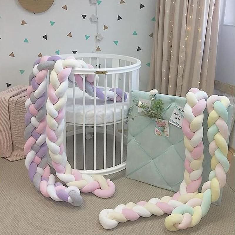 Braided Cot Bumper, Cotton Woven Crib Bumper in 1 to 4 m Lengths, Nursery Decor in Solid Colours_38