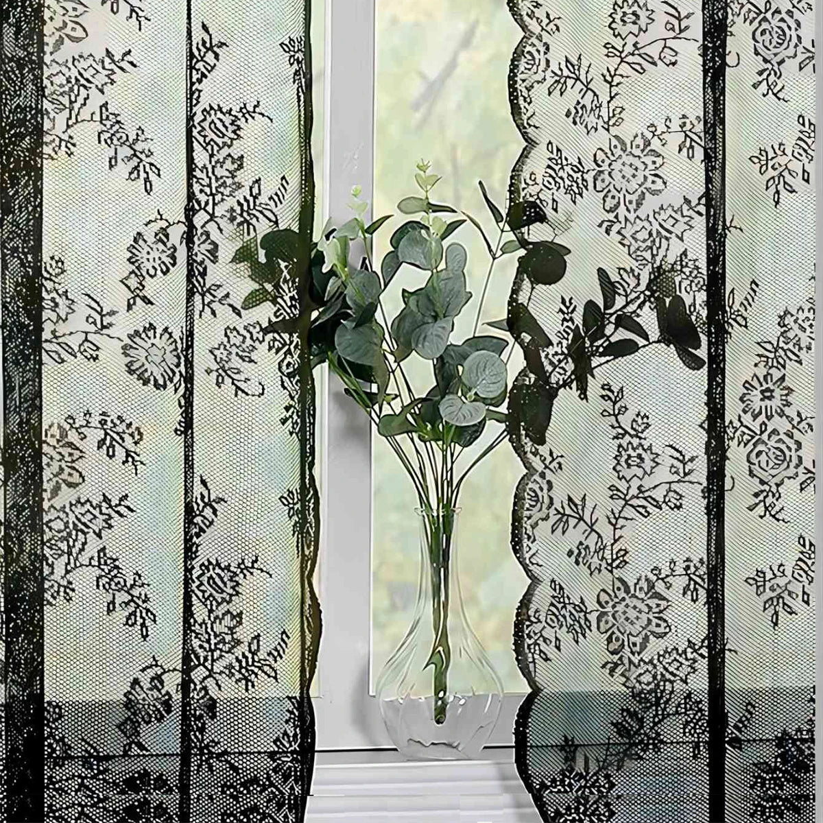 Net Curtains with Rose Lace, Voile Curtains for Living Room Windows – image 5