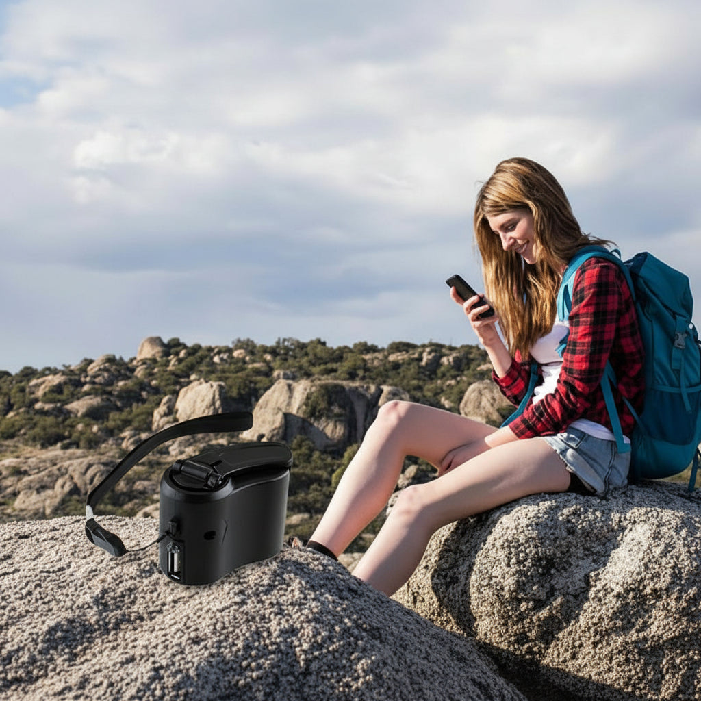Portable Charger with Hand Crank, Emergency USB Charger with LED Light