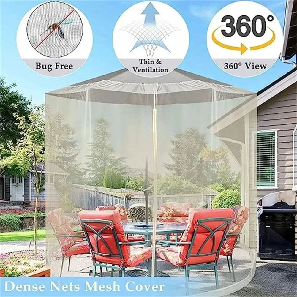 Mosquito Net for Parasols up to 4 m Diameter, Garden Parasol Net in Breathable Polyester