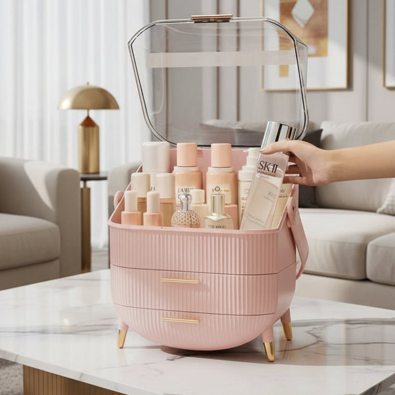 Makeup Organiser, Clear Cosmetic Organiser Box, Dustproof Makeup Storage Box with Compartments and Makeup Brush Holder_13