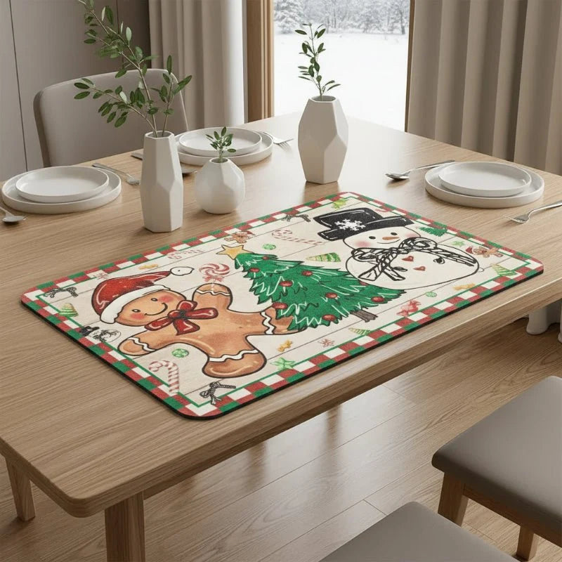 Kitchen Mats for Christmas, Dish Drying Mat, Non Slip Mat for Coffee Machine, Coaster, Christmas Table Decorations_02
