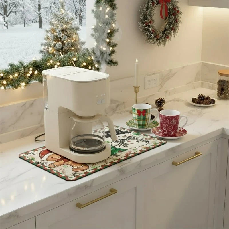 Kitchen Mats for Christmas, Dish Drying Mat, Non Slip Mat for Coffee Machine, Coaster, Christmas Table Decorations_01