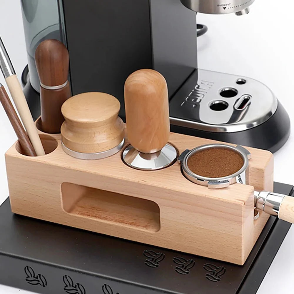 Portafilter Holder, Wooden Tamper Station for 51–53 mm and 58 mm Tampers, Coffee Station Organiser, Coffee Accessories_02