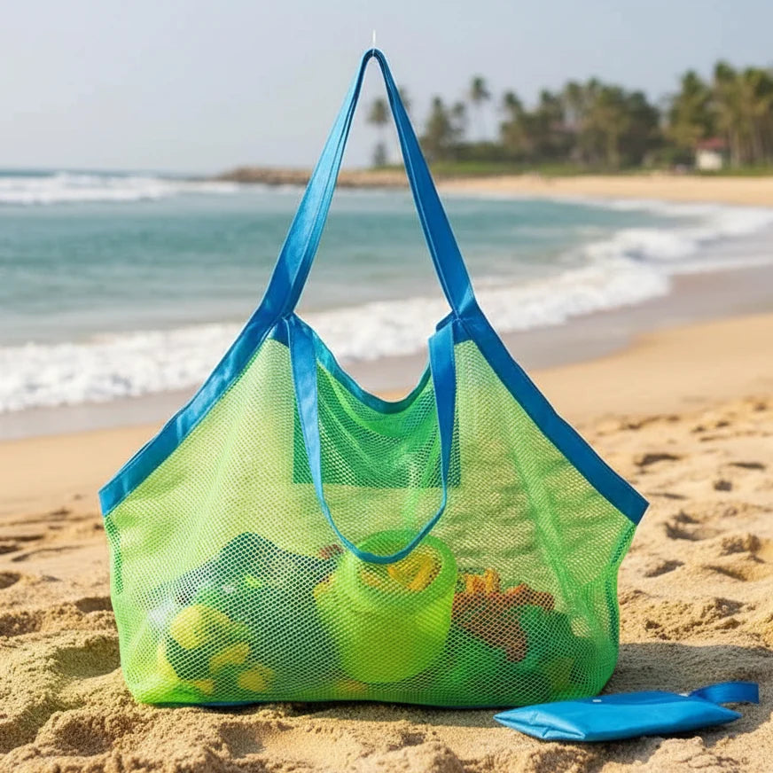 Mesh Storage Bag for Kids Toys, Mesh Beach Bag for Towels and Swim Gear, Lightweight Mesh Bags for Toy Storage