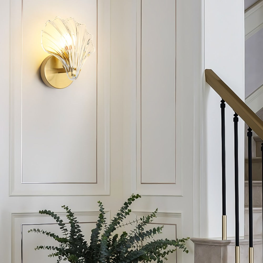 SeashellGlow | Elegant Vintage Brass LED Wall Sconce Light Fixture 5