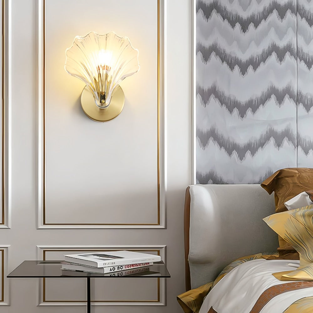 SeashellGlow | Elegant Vintage Brass LED Wall Sconce Light Fixture 6