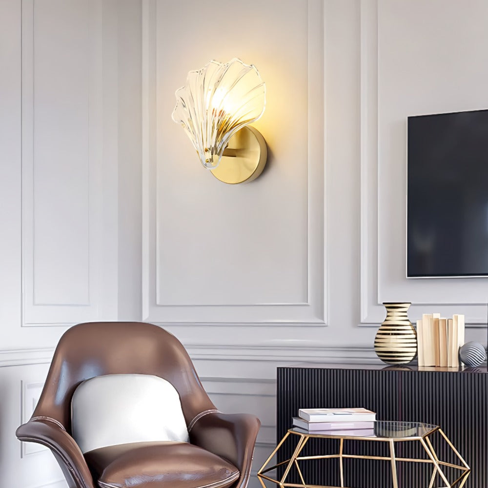 SeashellGlow | Elegant Vintage Brass LED Wall Sconce Light Fixture 7