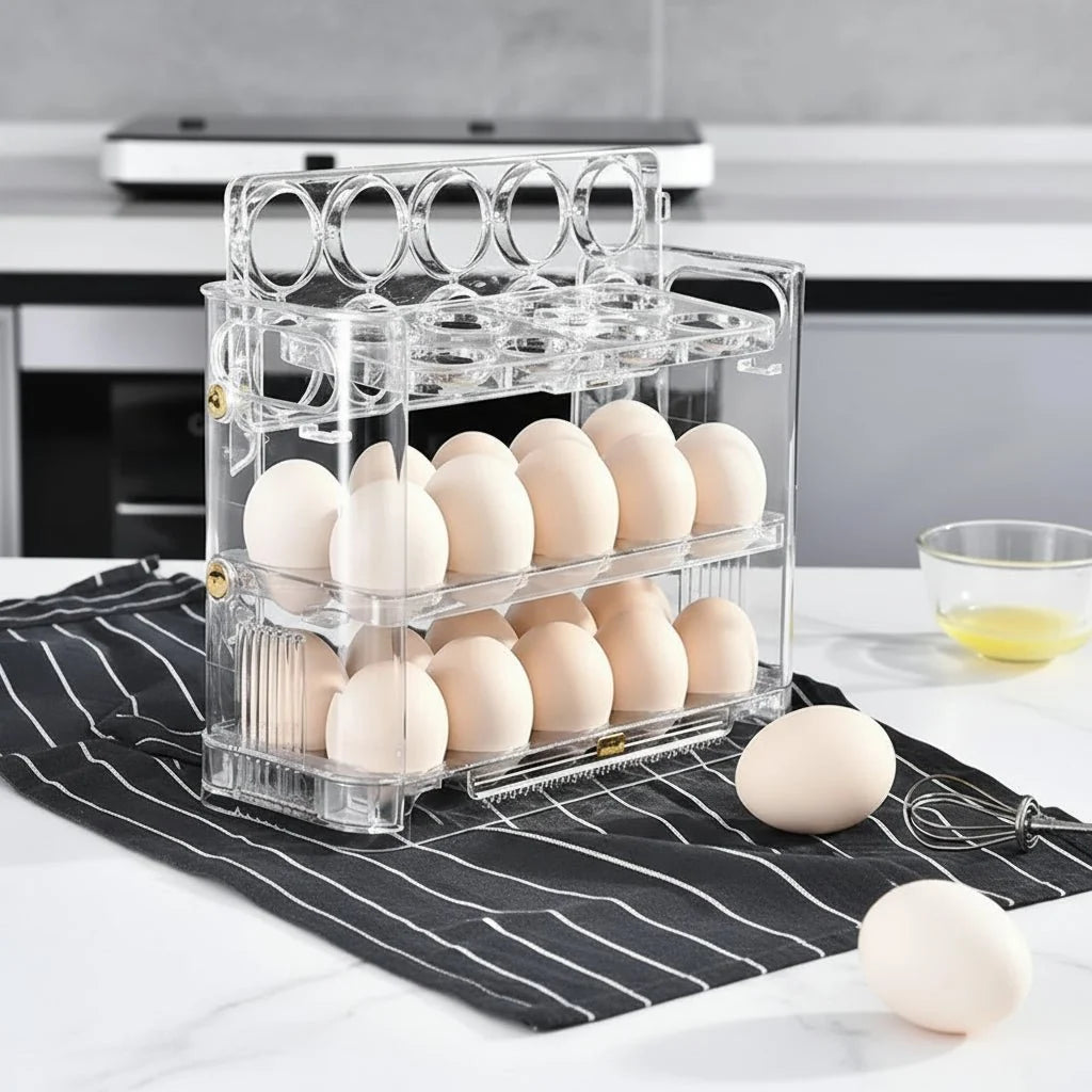 Egg Holder with Side Door, Egg Box for Fridge, Egg Storage Container, Fridge Organiser for Kitchen Storage
